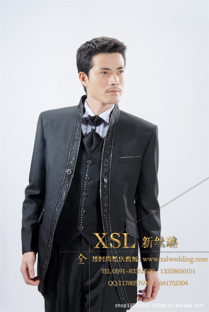 新款高档出口男士礼服新郎欧式西服 中山装演出服 摄影服装