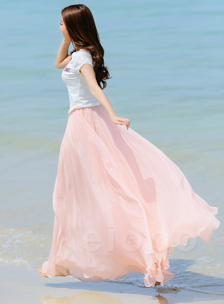 8米大摆半身裙拖地长裙抹胸裙锦丝面料夏季波西米亚雪纺裙子三层