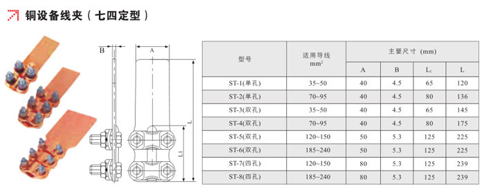 供应铜设备线夹(七四定型)st-7(四孔)