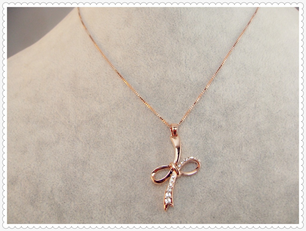 饰品批发欧比雅比项链 镀金强保色 蝴蝶结镶钻 锁骨链 韩国女款