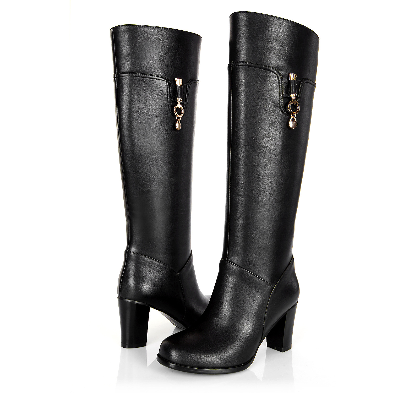 厂家直销2013欧美真皮牛皮骑士靴 方头粗高跟中筒靴 高筒靴长靴