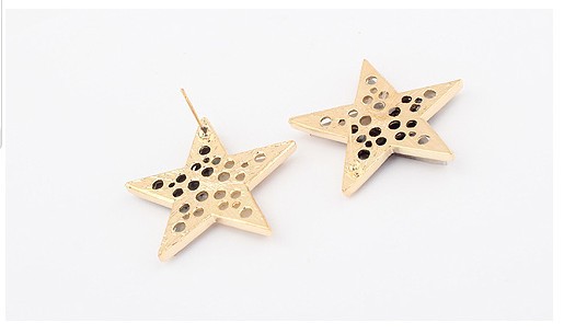 欧美新款小海星百搭耳钉复古倒三角锥形耳钉时尚倒三角彩石耳扣