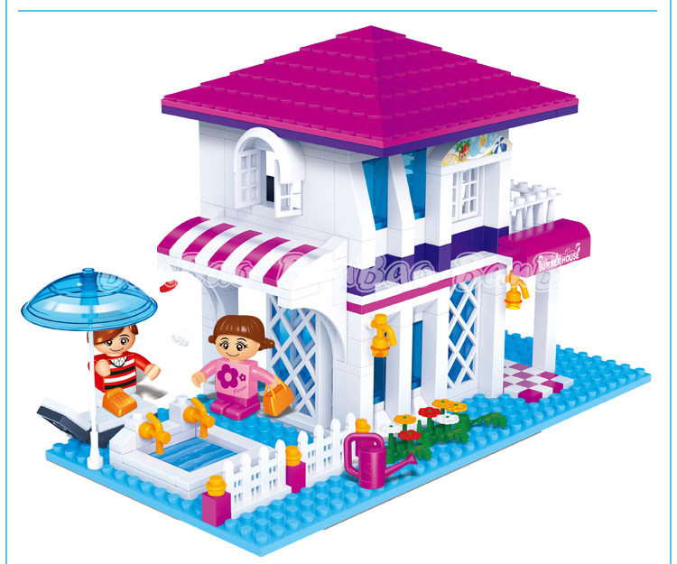 邦宝益智拼插小颗粒积木 女孩礼物 婚礼系列假日别墅6105