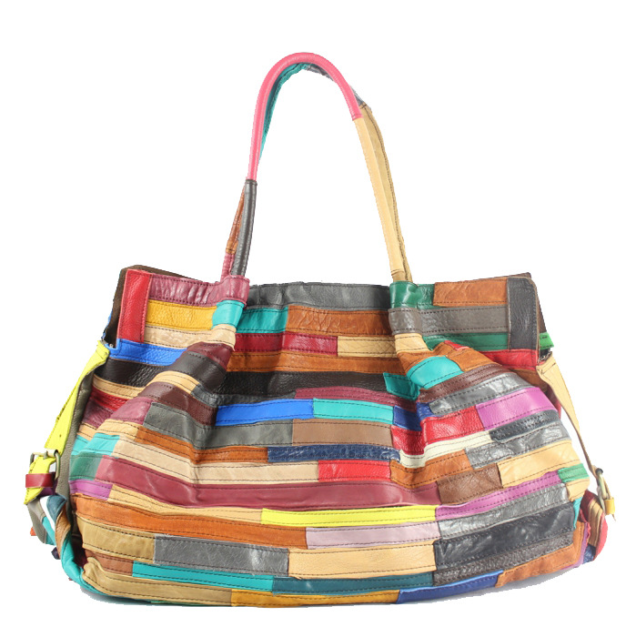 2013新 碎皮羊皮女包 拼接皮包 单肩包 特价促销