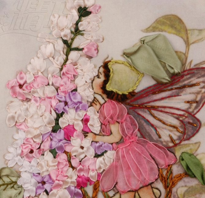 厂家直销 精巧丝带绣 彩印挂画 刺绣diy g0015 花仙子图片_10