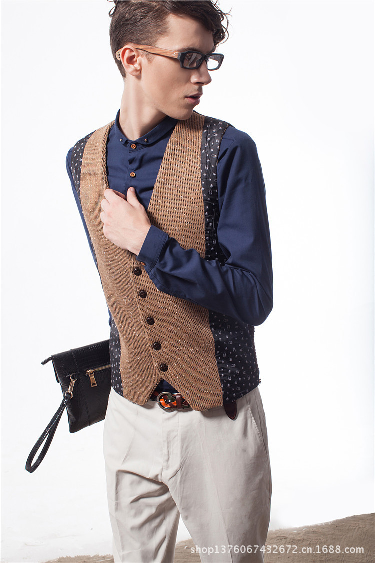 2013秋季新款 韩版修身单排扣马甲 潮男百搭走秀马甲必备款