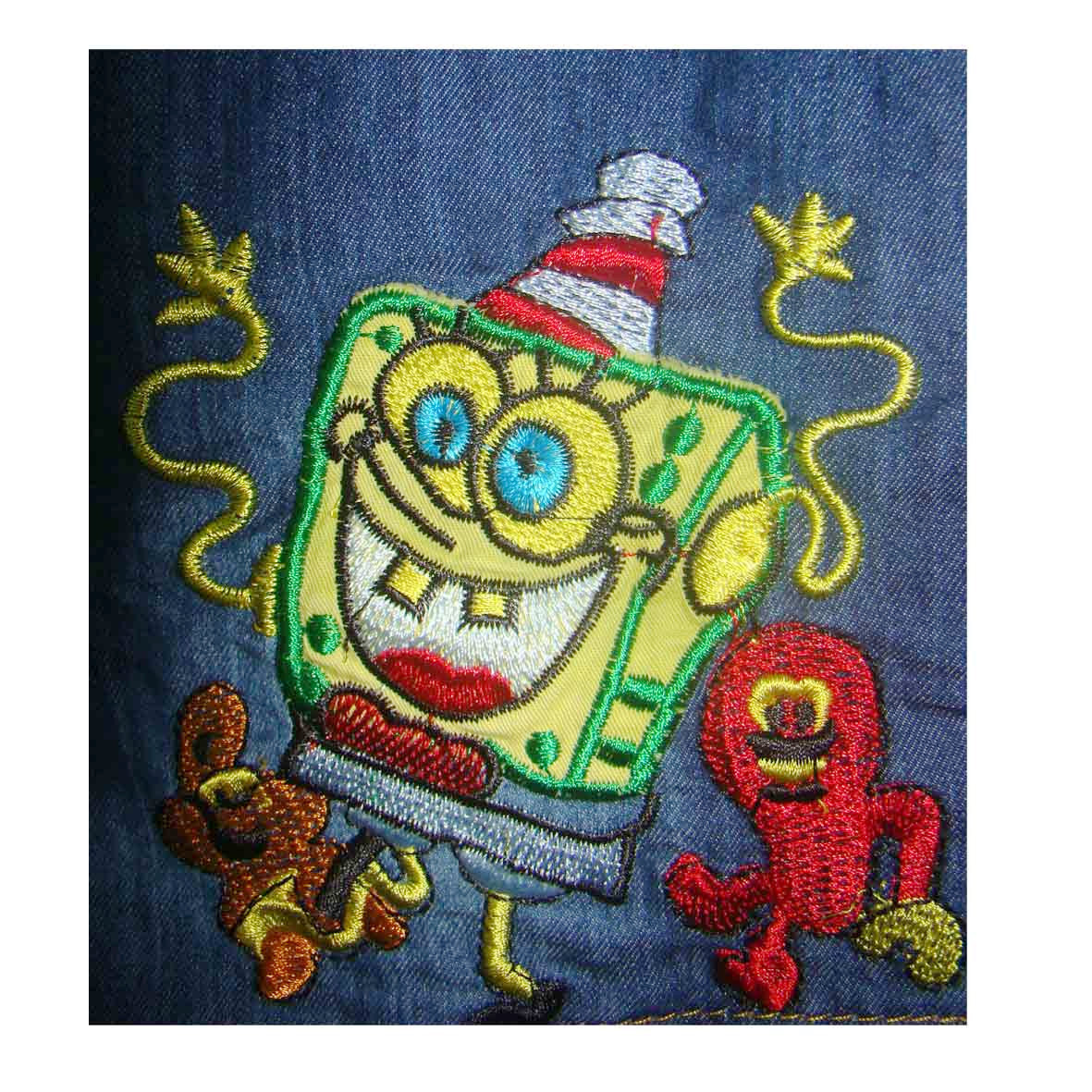 男童洗水牛仔短裤批发 不褪色压皱牛仔短裤 海绵宝宝卡通童牛仔裤