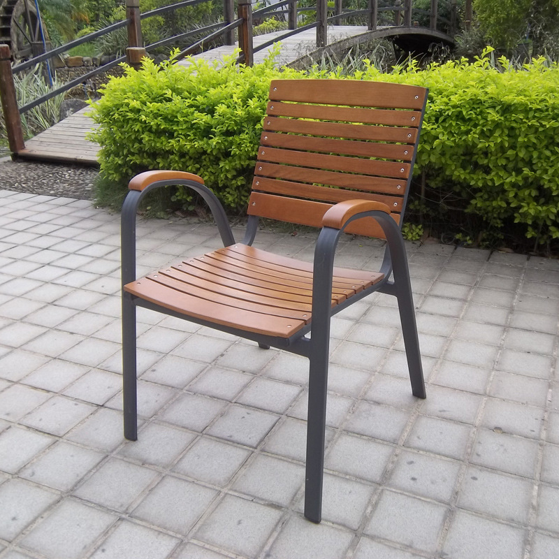 户外休闲家具 个性扶手公园椅 铝管配实木 清货 sw-1222g