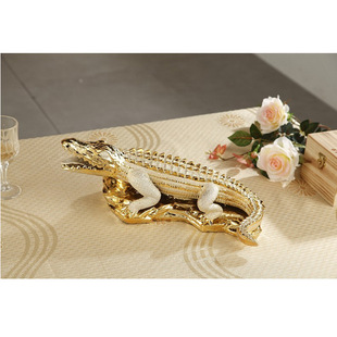 电镀工艺品 厂家供应 欧式高档 金色鳄鱼居家装饰品 品牌直销