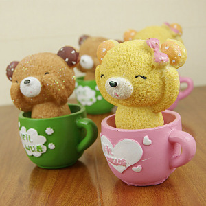 1635 sf茶杯熊 树脂装饰摆件 可爱小熊新房摆件家居儿童 学生礼物