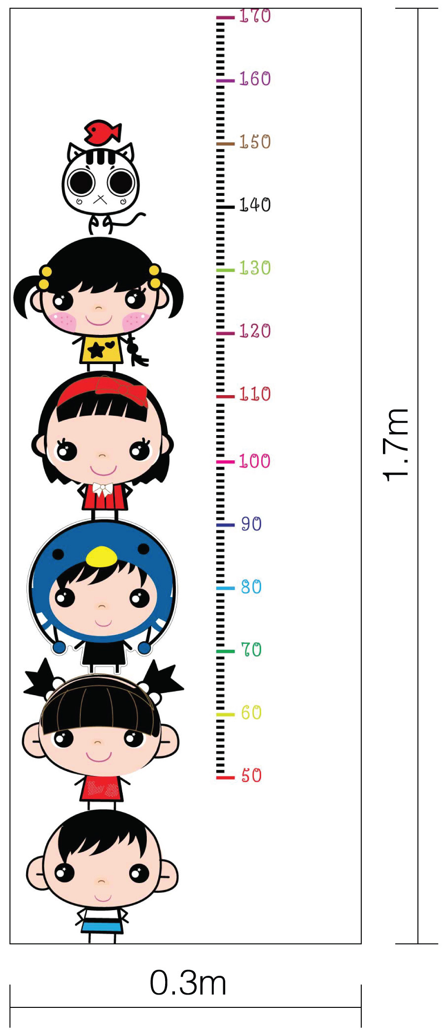 ay991 儿童身高贴 pvc透明膜三代可移除墙贴纸
