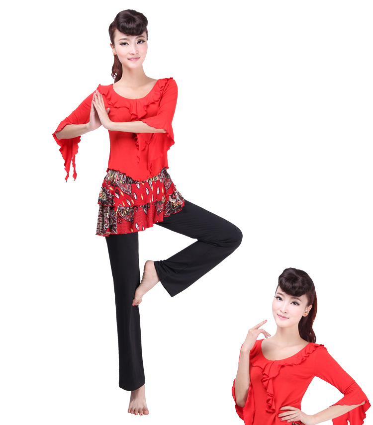 新款特价广场舞服装秋款舞蹈服女士中长袖套装拉丁舞服厂家批发