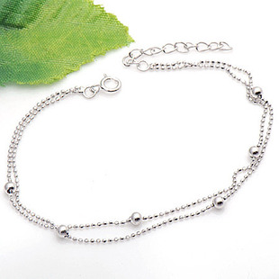 双圆珠银线手链