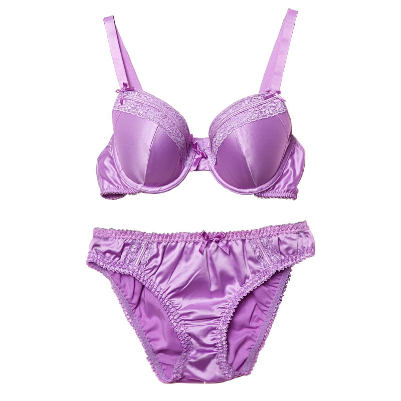 供应信息 文胸 出口欧美原单 紫色仿真丝光面蕾丝边薄款文 产品类别