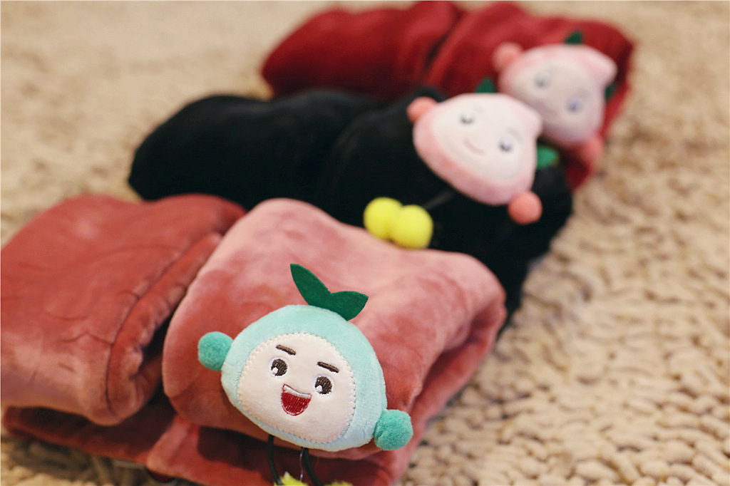 2013冬季新款 小童 韩版 时尚 桃子头装饰 加厚打底裤保暖裤棉裤