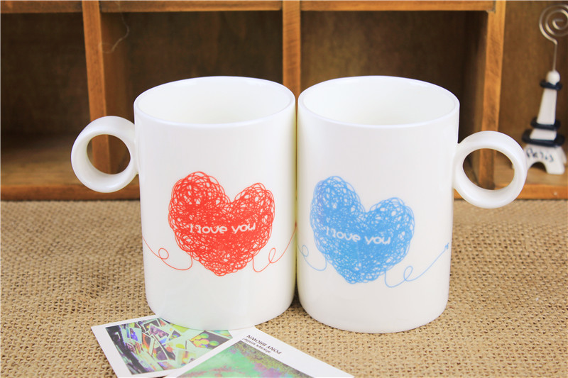 婚庆心形love情侣杯 创意牛奶杯 水杯陶瓷杯批发-「杯子」-马可波罗网
