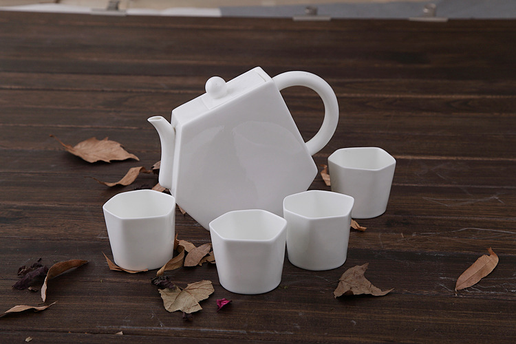 茶具批发 厂家直销 5头几何壶茶具套装 骨质瓷 白瓷 陶瓷陶瓷批发