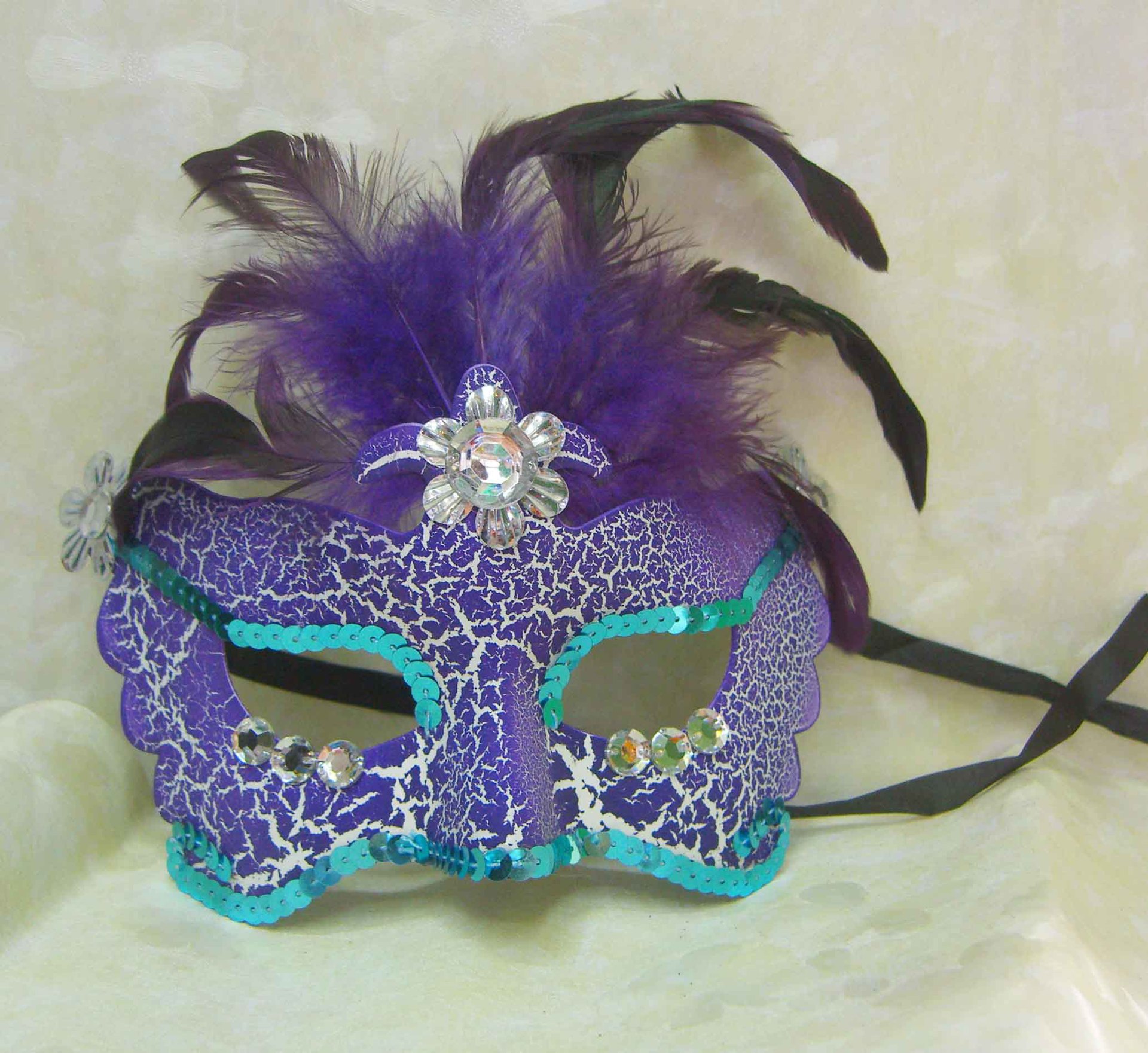 万圣节化妆舞会美女个性威尼斯公主羽毛手绘半脸面具女