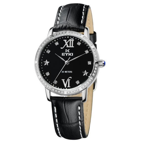 正品艾奇eyki石英表水钻贝壳面女士手表韩国时尚镶钻女表8695