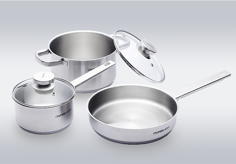 创生锅具套装304不锈钢不粘锅套装5件套德国汤锅平底锅奶锅厨房锅