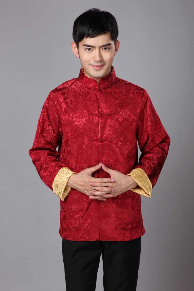 Reversible traditional Chinese garments Silk Satin Men's Coat Jacket ...