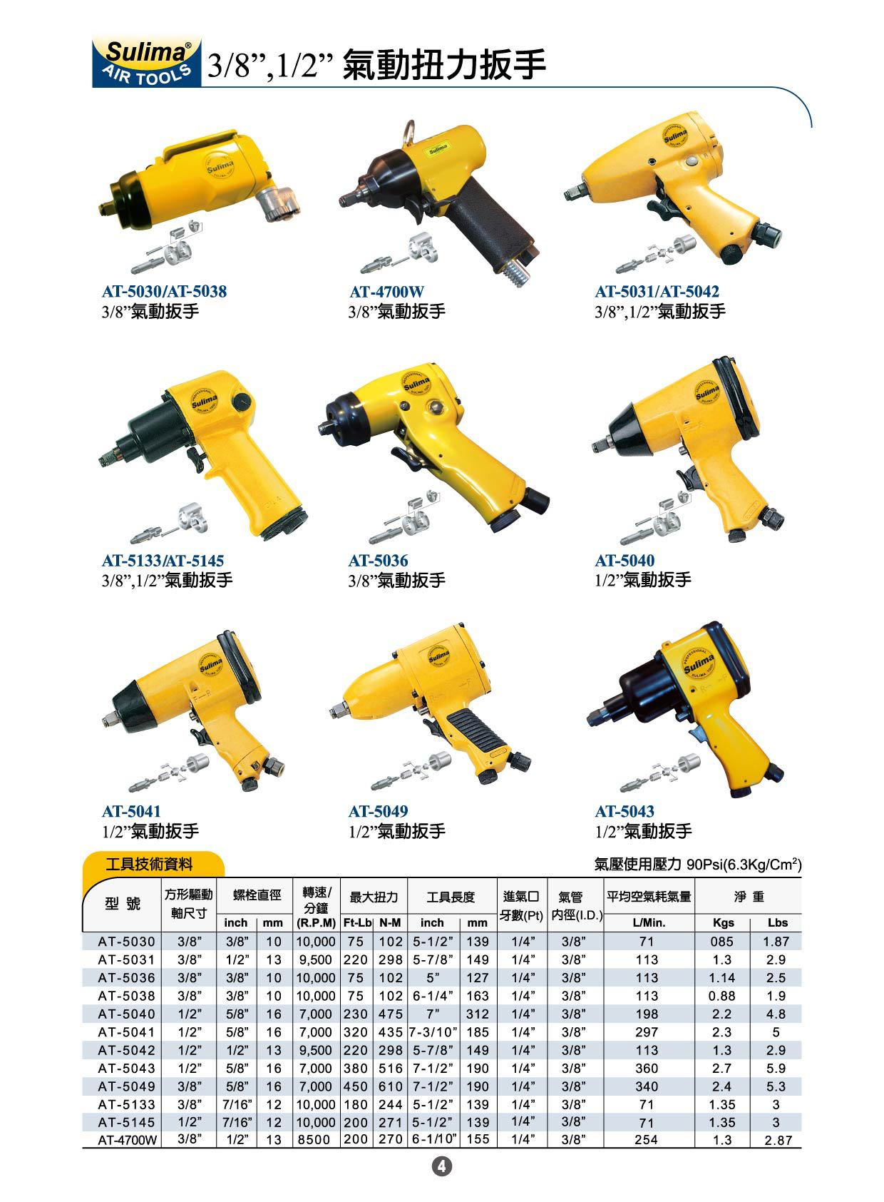速立马 气动扭力扳手 at-5030/5133/5049/ 1/2" 3/8" sulima