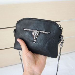 2013春夏新款潮流流行黑色金属牛头迷你链条小包斜跨女包包