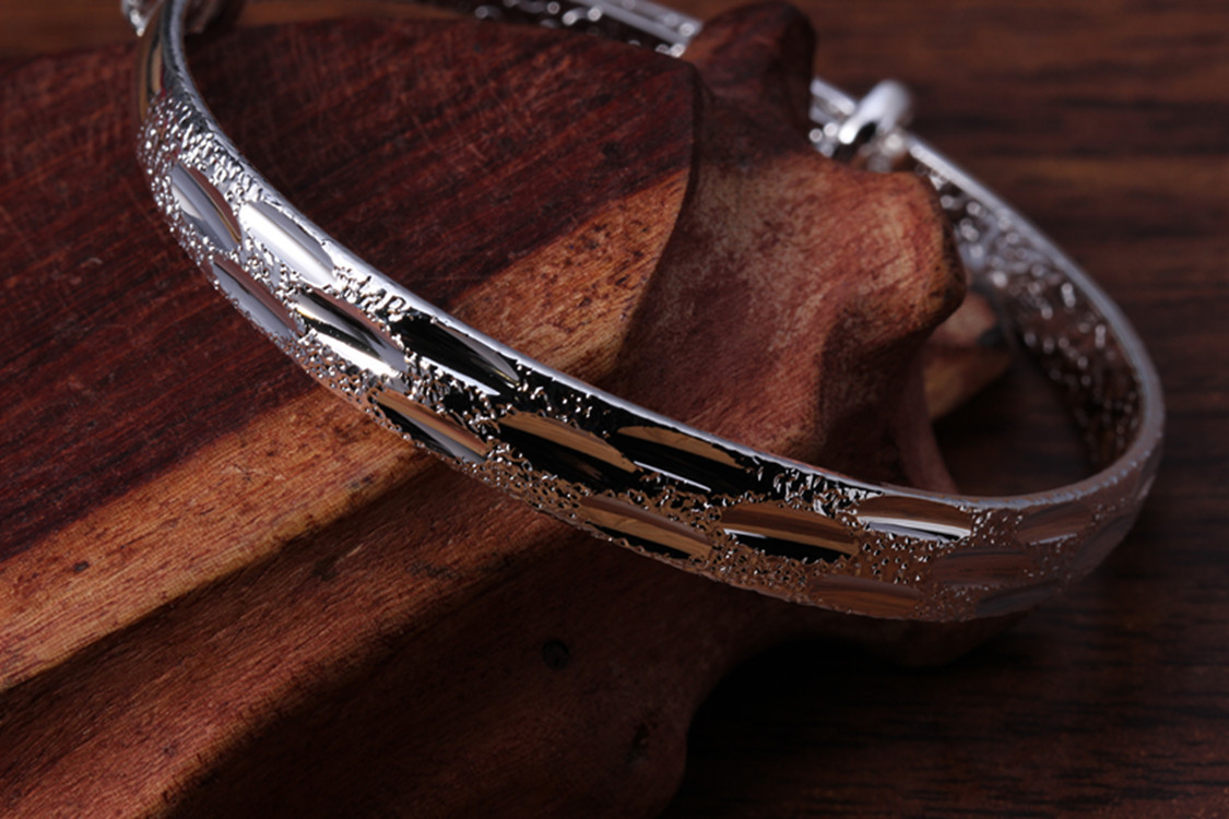 推拉活口车花 新满天星手镯 手环环保铜镀银镀银纯银手镯首饰批发