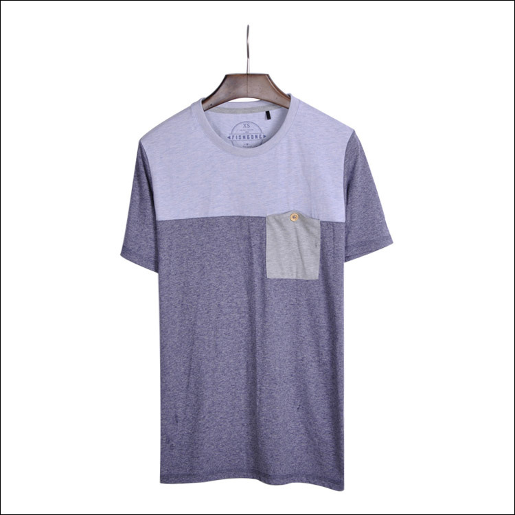 男式3577新款夏季男装外贸尾单fishbone 口袋拼接短袖t恤 批发