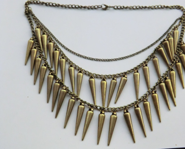 3080 欧美复古饰品批发 夸张朋克时尚铆钉钉子多层短款项链女配饰