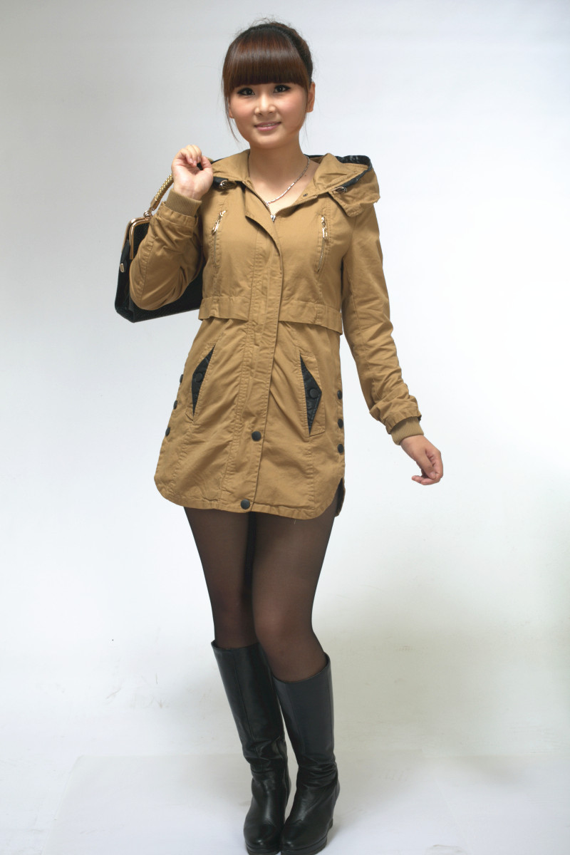 女款风衣2013新款 外套 春秋装 依琳中长款 韩版带帽 修身 学生潮