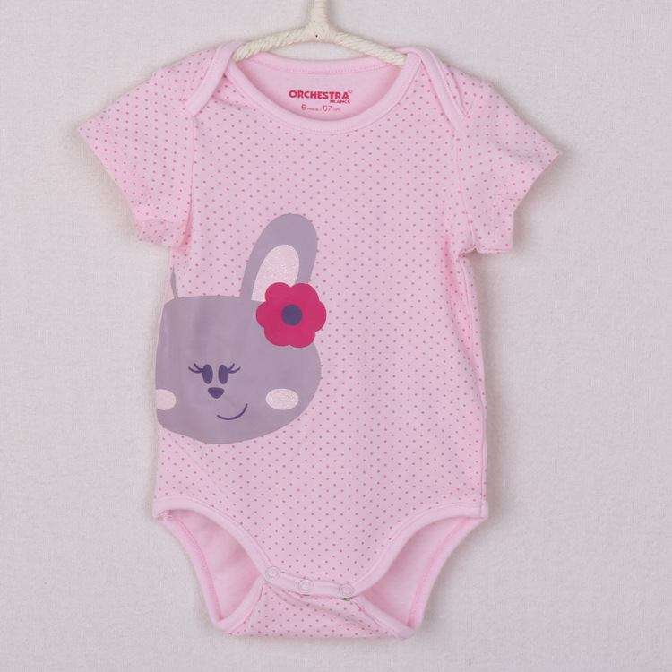 原单orchestra超爽氨纶棉布卡通兔子款女童宝宝短袖包庇哈衣h080