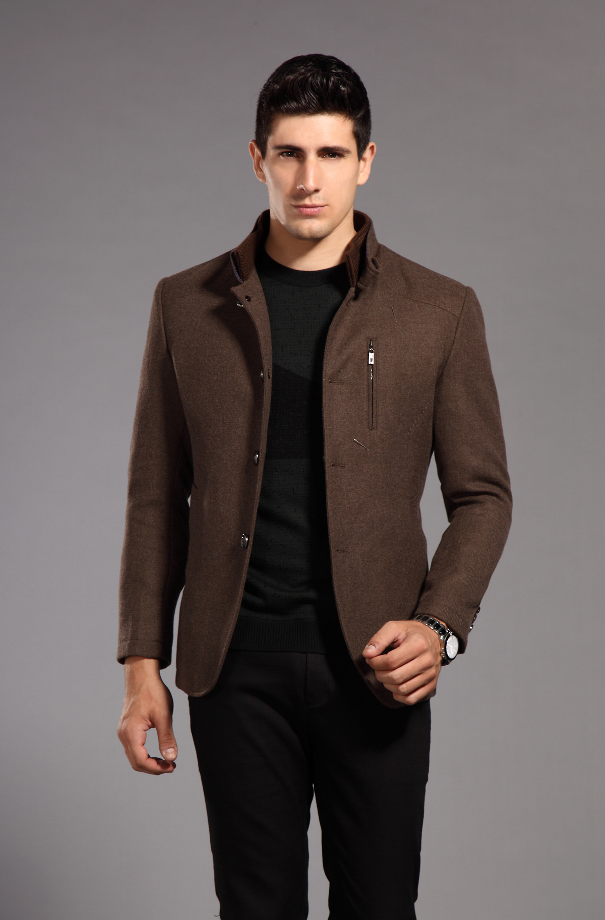 2013新款羊绒茄克 男装羊毛夹克 男士商务休闲外套 男装外套批发