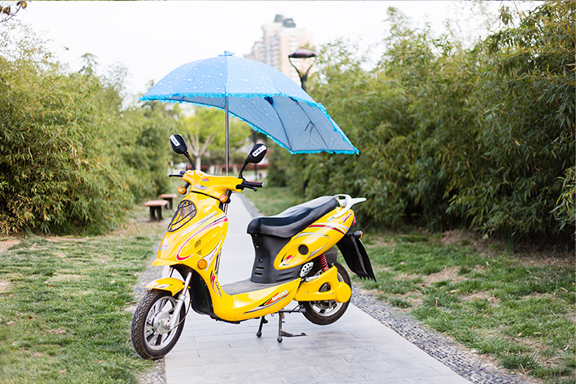 电动车摩托车花边水滴时尚方便遮阳防晒遮雨双层银胶晴雨伞