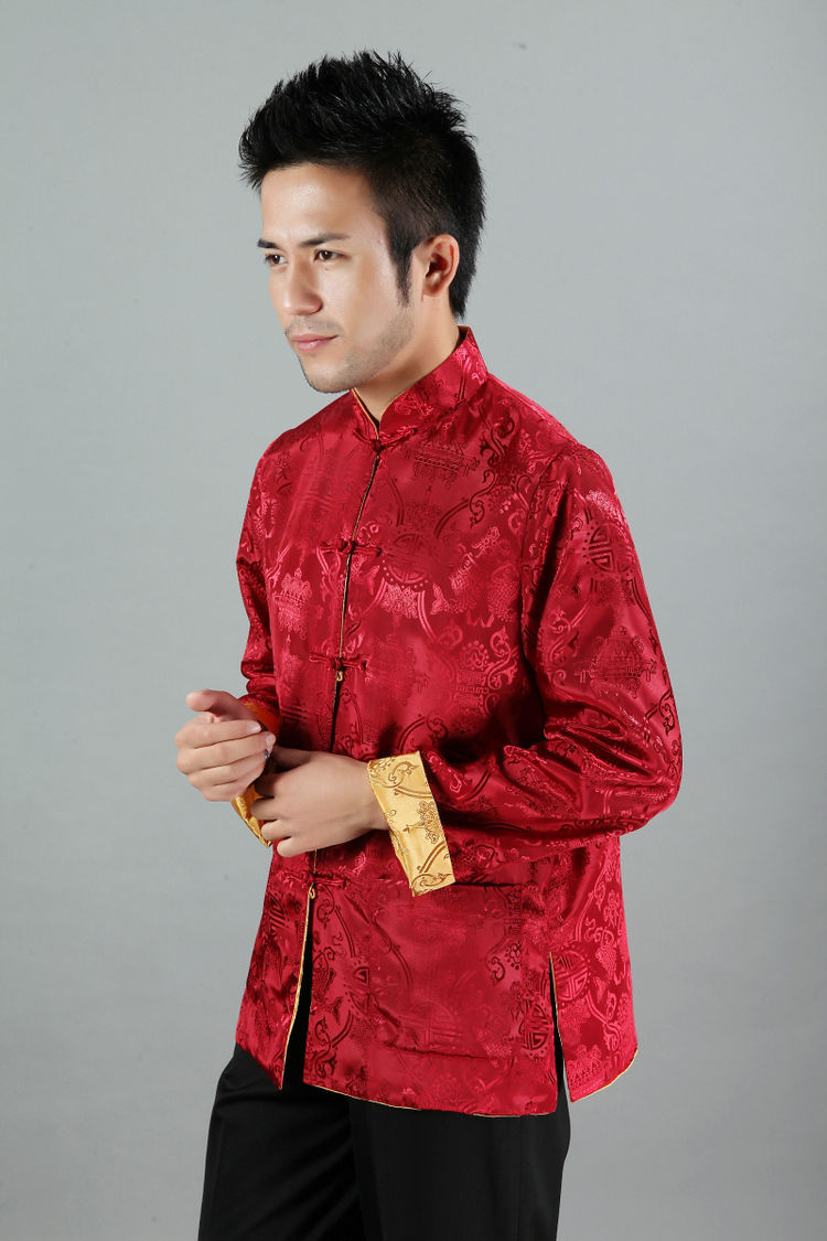 本款休闲两面穿唐装面料成份:面料:绸缎 里料:绸缎做工精细,休闲款 