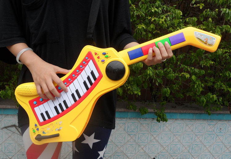 迪邦-000928 灯光音乐3合1折叠吉他/电子琴/手拍鼓可调快慢大小声