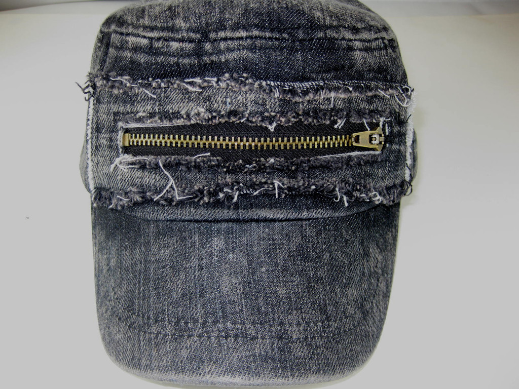 帽子批发 户外牛仔拉链时尚韩版男女通用平顶帽军帽