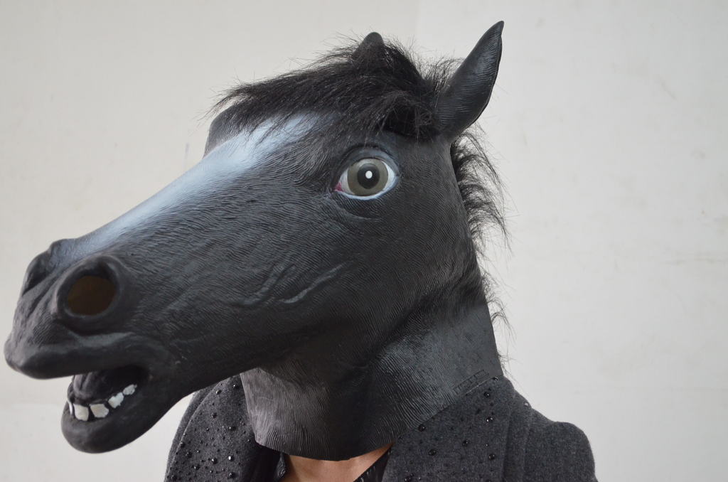 厂家供应 创意搞怪面具 化妆舞会头套 美国原装马头模具