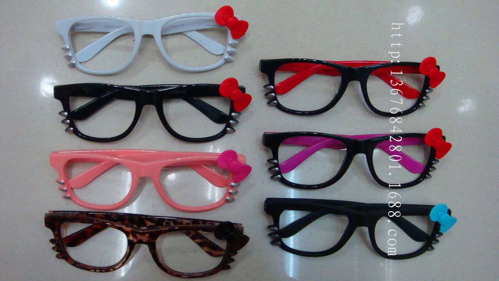 时尚蝴蝶结 眼镜架 潮hello kitty猫咪 眼镜框 女kt猫 平光无镜片