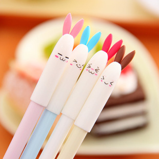 日韩国文具可爱卡通小兔纸萌兔表情中性笔韩版创意水性笔混批批发