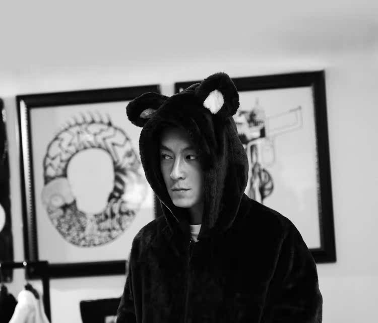 陈冠希外套clot兔耳朵小熊猫装萌物男女款情侣装棉衣绒毛毛外套