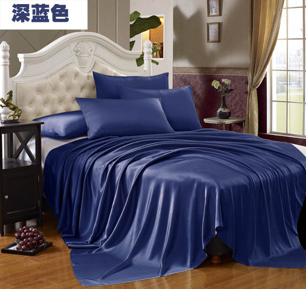 藏蓝色 汉禄品牌纯真丝床单