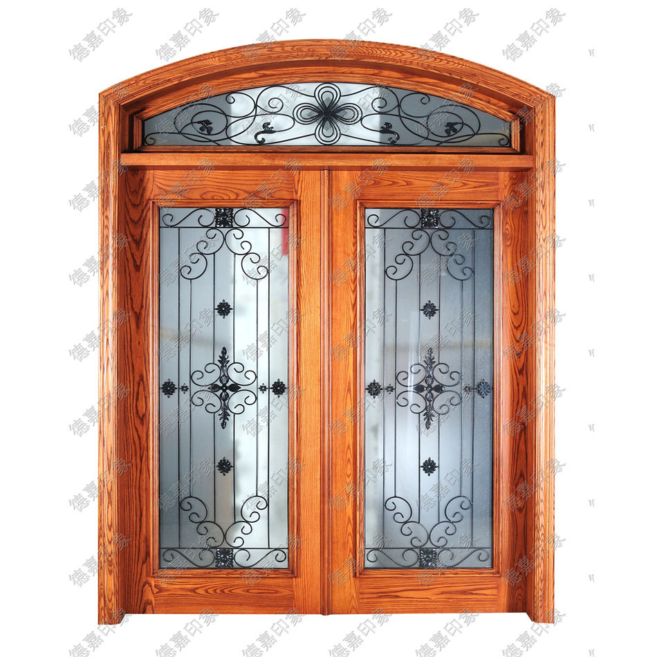 高档双开大门 全实木门 欧式玻璃工艺橡木 雕花原木门 诚邀加盟