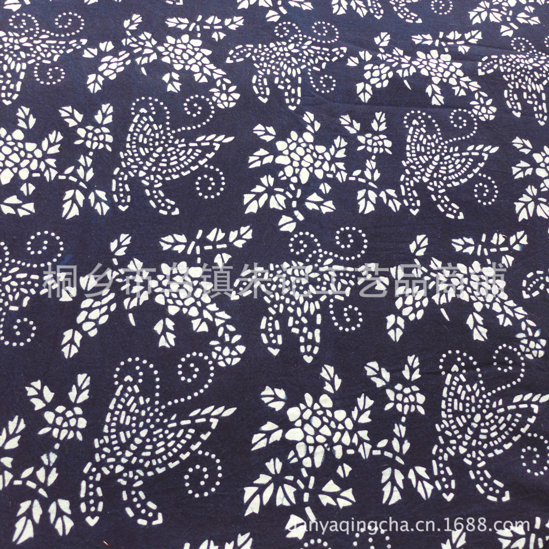 热销民族风全棉加厚蓝印花布正宗手工染布大蝴蝶diy布料面料a-74