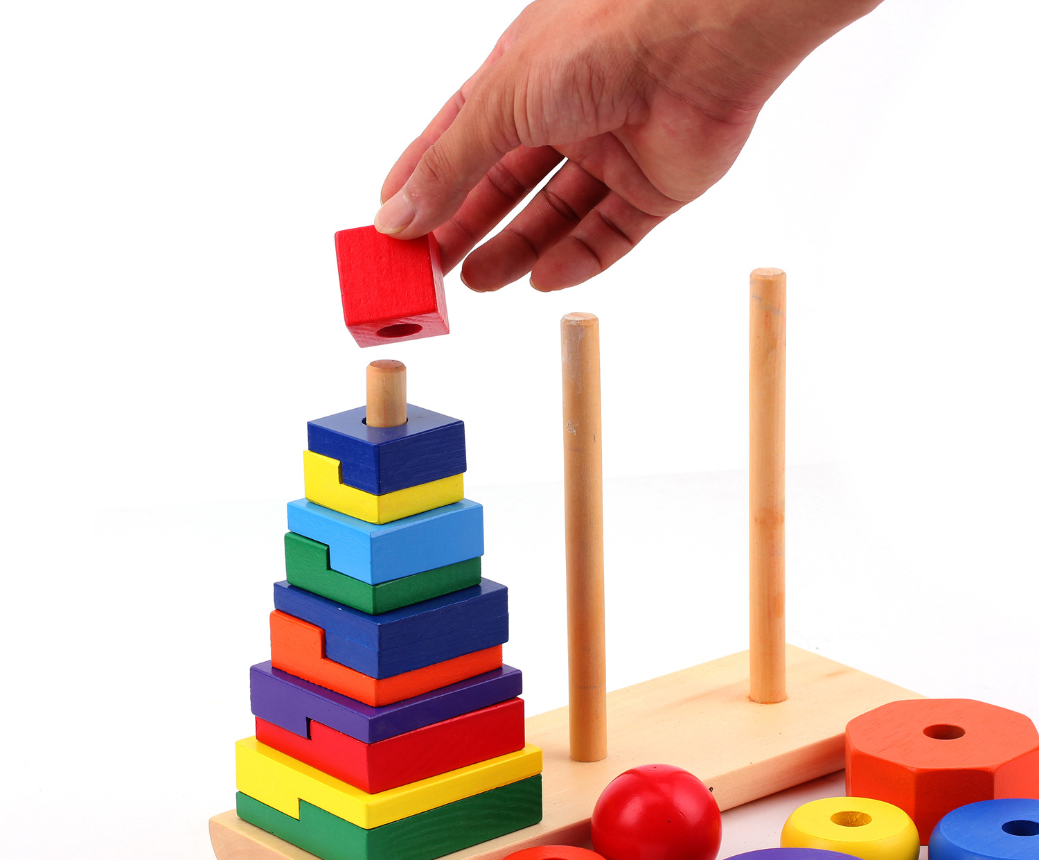 【供应彩虹塔 彩虹套塔 叠叠乐 套圈叠叠塔 叠叠高套柱 榉木底座】