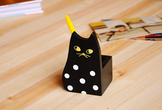 zakka 日式杂货 小号小猫笔筒 思想猫创意 桌面小摆件 日韩流行