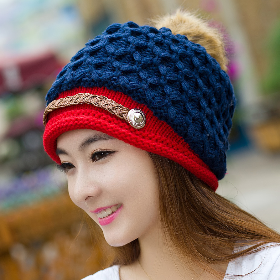 2015韩版新款保暖护耳潮帽 女士秋冬可爱时尚毛线帽针织帽子批发