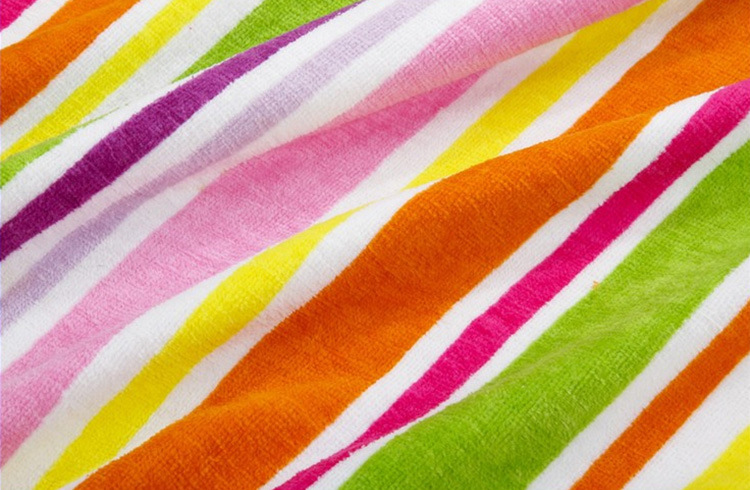 外贸冲浪印花彩色条纹大浴巾图片_9