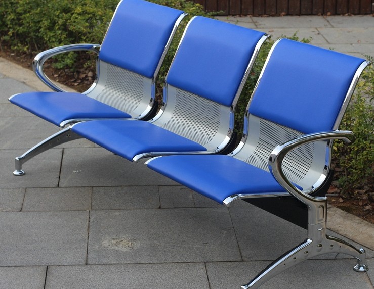 厂家直销三人位加皮垫钢制机场椅,火车站动车站休息公共排椅d