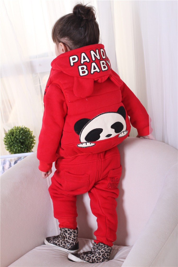 男童女童秋冬套装 卡通小熊卫衣三件套 宝宝秋冬童套装